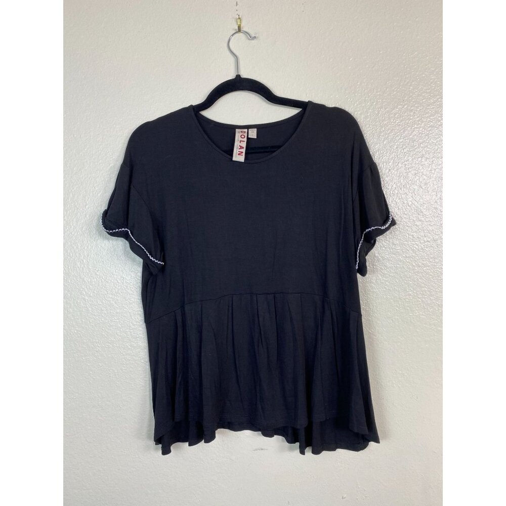 Anthropologie Dolan Black Jersey Babydoll Top Short Sleeve size Small Capsule